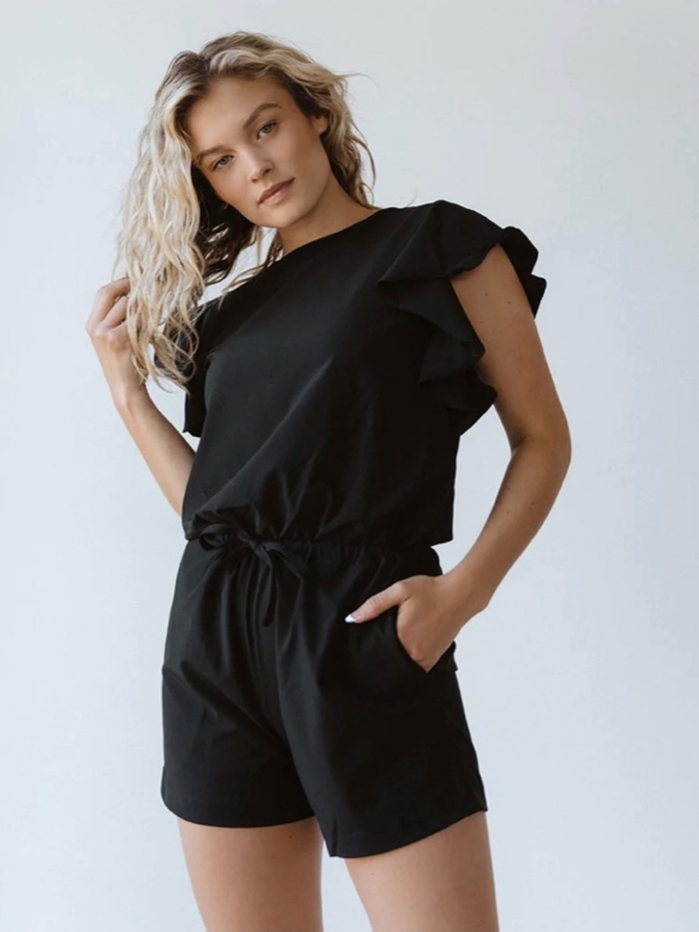 Albion Fit 9 to 9 Romper Black Casual Sporty Chic Minimalist Athleisure Size M